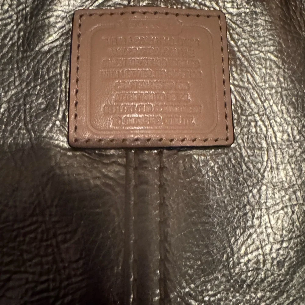 Coach Metallic Silver Wristlet with Nude Trim